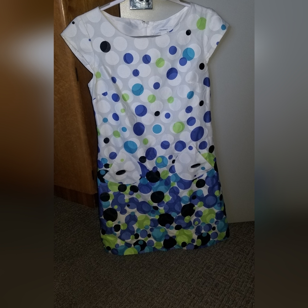 Dress Barn cotton twill short sleeve Women's size 4 polka dot dress